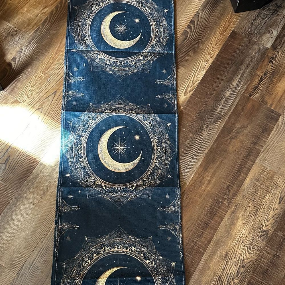Gold Crescent MoonTapestry - Black and Gold Celestial Decor